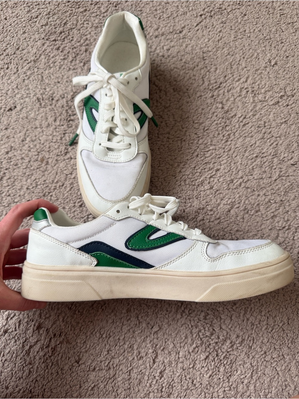 TRETORN White and Green Low-Top Sneakers - Picture 6 of 8